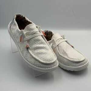 Hey Dude Loafers Women 8 White Crochet Wendy Boho Pristine